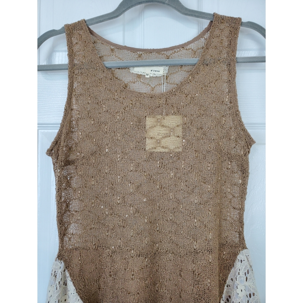 NWT A'reve lace hi low peplum tank top size M - Picture 3 of 8